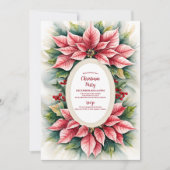 Elegantes Red Floral Poinsettia Weihnachtsfest Par Einladung (Vorderseite)