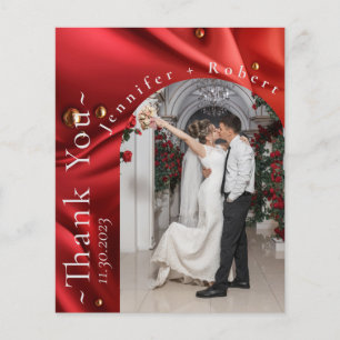 Elegantes Red Foto Budget Hochzeit Danke Karte
