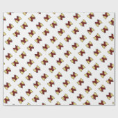 Elegantes Red Gold Bow Muster Weißes Geschenk Geschenkpapier (Flach)