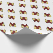 Elegantes Red Gold Bow Muster Weißes Geschenk Geschenkpapier (Ecke)