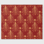 Elegantes Red Gold Christmas Tree Lights Muster Geschenkpapier (Flach)