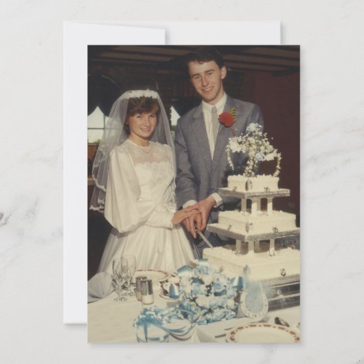 Elegantes Red Gold Floral 40-jähriges Foto Einladung (Rückseite)