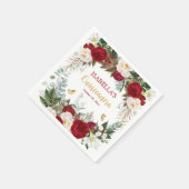 Elegantes Red Gold Floral Quinceñera Party Serviette (Ecke)
