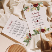 Elegantes Red Gold Floral Script auf einer Hochzei Einladung