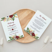 Elegantes Red Gold Floral Script auf einer Hochzei Einladung