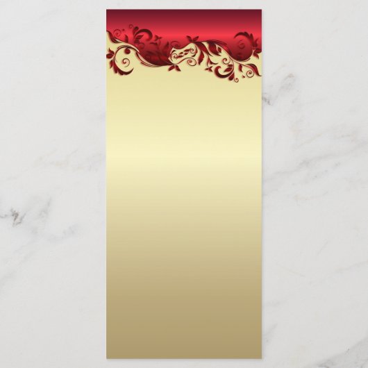 Elegantes Red & Gold Florid Wedding Design Menükarte (Rückseite)