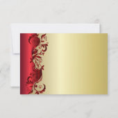 Elegantes Red & Gold Florid Wedding Design Save The Date (Rückseite)