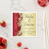 Elegantes Red & Gold Florid Wedding Design Serviette (Beispiel)