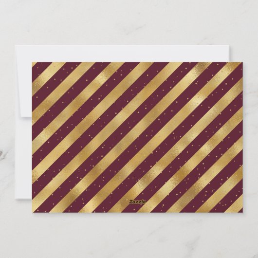 Elegantes Red Gold Foil Foto Frohe Weihnachten (Rückseite)