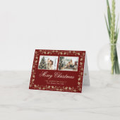 Elegantes Red Gold Foto Frohe Weihnachten geklappt (Vorderseite)