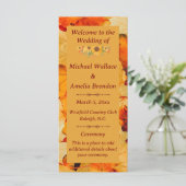 Elegantes Red Gold Herbst-Hochzeitsprogramm (Stehend Vorderseite)