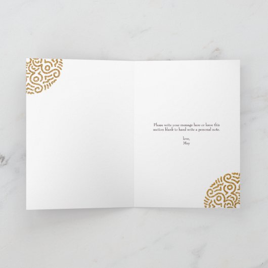 Elegantes Red Gold Mandala Hochzeitstag Karte (Innenseite)