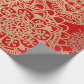 Elegantes Red Gold Mandala Muster Geschenkpapier (Ecke)