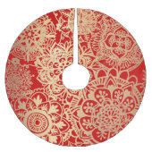 Elegantes Red Gold Mandala Muster Polyester Weihnachtsbaumdecke (Vorderseite)