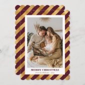 Elegantes Red Gold Modernes Foto Frohe Weihnachten (Vorne/Hinten)