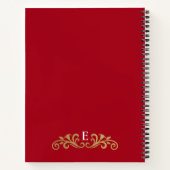 Elegantes Red Gold Monogram Rezept Kochbuch Notizblock (Rückseite)