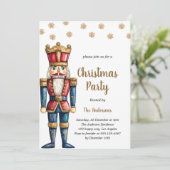 Elegantes Red & Gold Nutcracker Weihnachts-Party Einladung (Stehend Vorderseite)