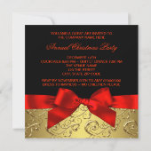 Elegantes Red Gold Swirl Bow Weihnachts-Party Einladung (Rückseite)