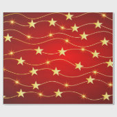 Elegantes Red Gold Weihnachts-Star-Urlaubsmuster Geschenkpapier (Flach)