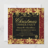 Elegantes Red Gold Weihnachtsfest Party Winter Einladung (Vorderseite)