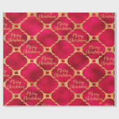 Elegantes Red & Gold Weihnachtsgeschenk-Foto Geschenkpapier (Flach)