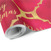 Elegantes Red & Gold Weihnachtsgeschenk-Foto Geschenkpapier (Rolleneckpunkt)
