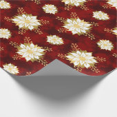 Elegantes Red Gold White Poinsettia Blume Muster Geschenkpapier (Ecke)