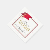 Elegantes Red Graduation Cap Metallic Gold Script Serviette (Ecke)