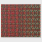 Elegantes Red Green Gold Harlequin Luxus-Muster Geschenkpapier (Flach)
