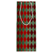 Elegantes Red Green Harlequin Luxury Pattern Geschenktüte Für Weinflaschen (Rückseite)
