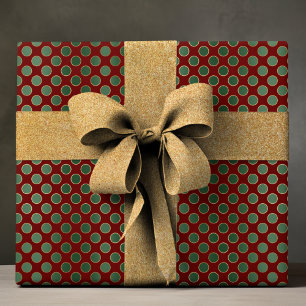 Elegantes Red Green Luxury Polka Dot Pattern Geschenkpapier