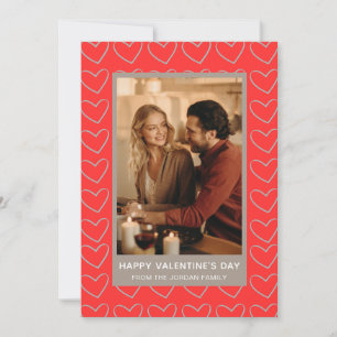 Elegantes Red Hearts Happy Valentine's Day 1 Foto Feiertagskarte