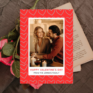 Elegantes Red Hearts Happy Valentine's Day 1 Foto Feiertagskarte