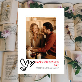 Elegantes Red Hearts Happy Valentine's Day 1 Foto Feiertagskarte