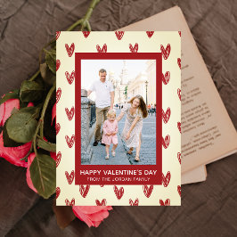 Elegantes Red Hearts Happy Valentine's Day 1 Foto Feiertagskarte