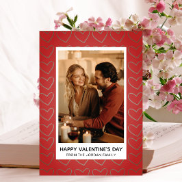 Elegantes Red Hearts Happy Valentine's Day 1 Foto Feiertagskarte