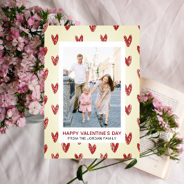 Elegantes Red Hearts Happy Valentine's Day 1 Foto Feiertagskarte