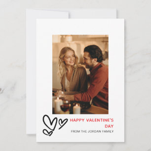 Elegantes Red Hearts Happy Valentine's Day 1 Foto Feiertagskarte