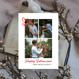 Elegantes Red Hearts Happy Valentine's Day 3 Foto Feiertagskarte