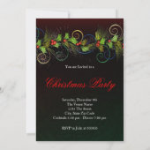 Elegantes Red Holly Christmas Party Einladung (Rückseite)