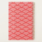 Elegantes Red Japanese Wave Pattern Mit Monogramm Planer (Rückseite)