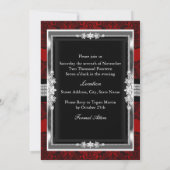 Elegantes Red Lace & Bow Black Krawatte Dinner Par Einladung (Rückseite)