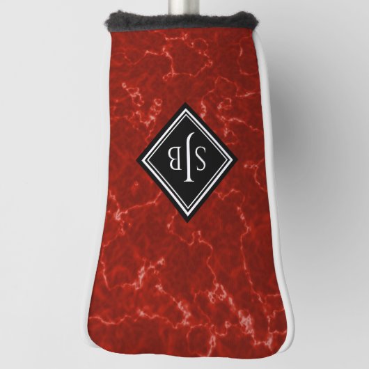 Elegantes Red Marble Black Diamond Monogram Golf Headcover (Rotieren 90)