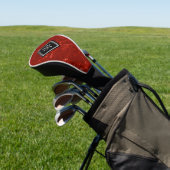 Elegantes Red Marble Black Diamond Monogram Golf Headcover (In SItu)