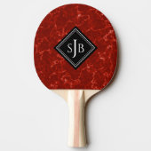 Elegantes Red Marble Black Diamond Monogram Tischtennis Schläger (Rückseite)