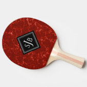 Elegantes Red Marble Black Diamond Monogram Tischtennis Schläger (Seitenansicht)