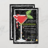 Elegantes Red Martini Weihnachtscocktail Party Einladung (Vorne/Hinten)
