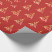 Elegantes Red Orange Christmas Tree Pattern Geschenkpapier (Ecke)