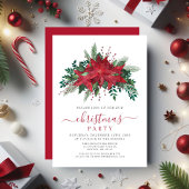Elegantes Red Poinsettia Blumenweihnachtsfest Part Einladung