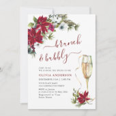 Elegantes Red Poinsettia Weihnachtsfest BRAUTPARTY Einladung (Vorderseite)